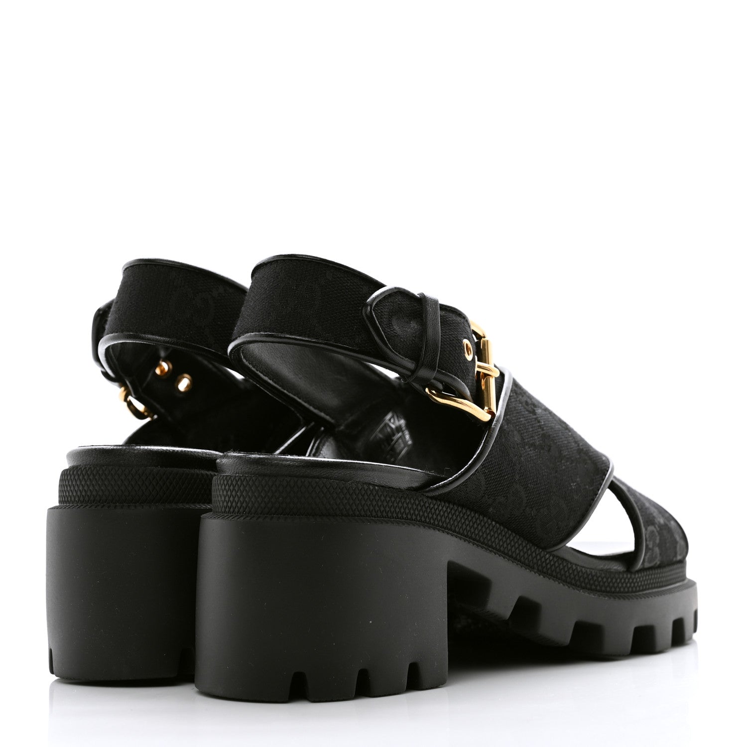 Gucci Monogram Granada Kid Trip 40/72mm Lug Sole Sandals 36.5 Black 4 of 9
