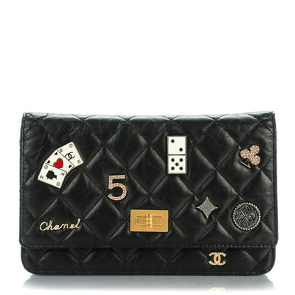 Chanel Aged Calfskin Casino 2.55 Reissue Wallet on Chain WOC Black 1 of 8