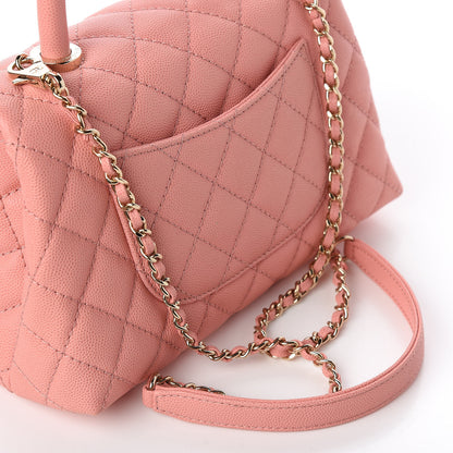 Chanel Caviar Quilted Mini Coco Handle Flap Pink 13 of 14