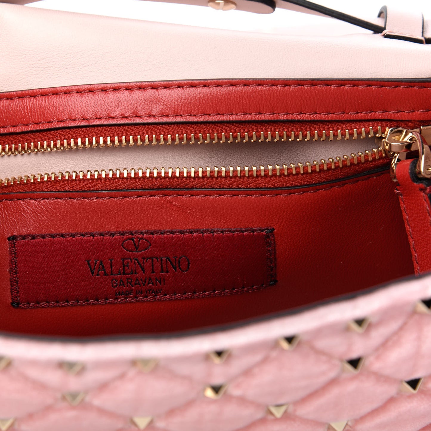 Velvet Rockstud Spike Wallet on Chain Water Rose