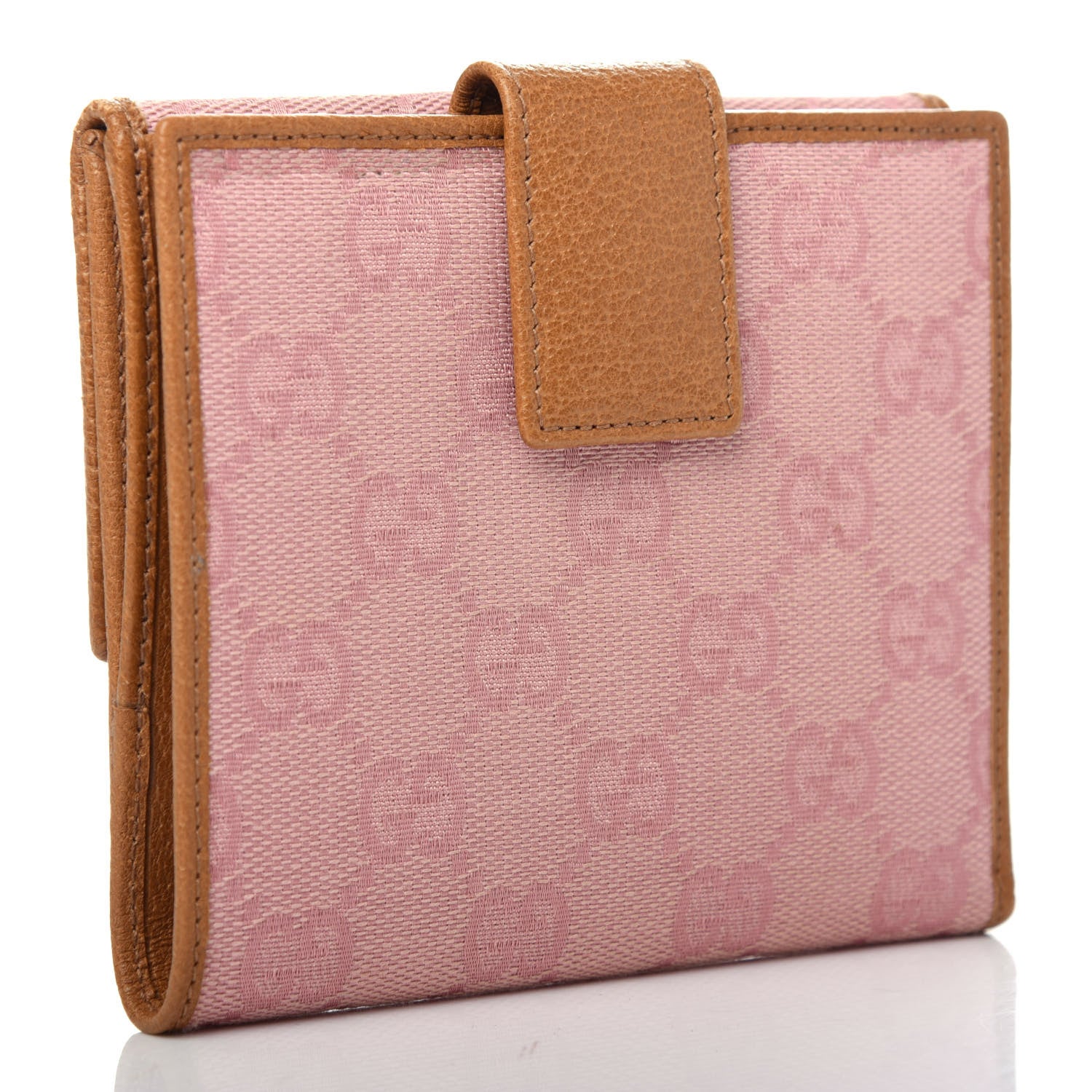 Gucci Monogram Metal Bar French Flap Wallet Pink 3 of 7