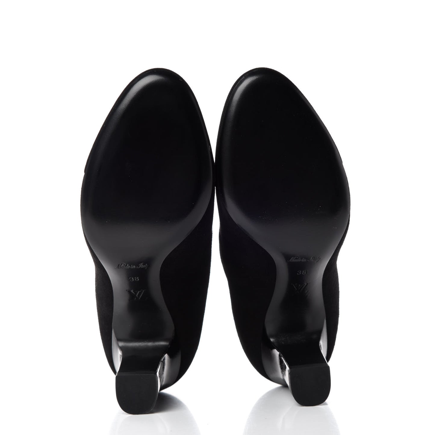 Suede Monogram Uniformes Cap Toe Chelsea 75mm Ankle Boots 38 Black
