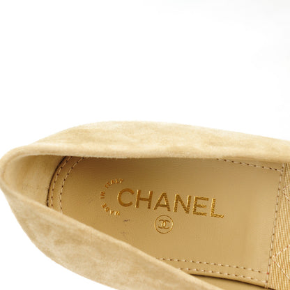 Chanel Suede Calfskin Camellia Ballerina Pumps 39.5 Beige 7 of 7