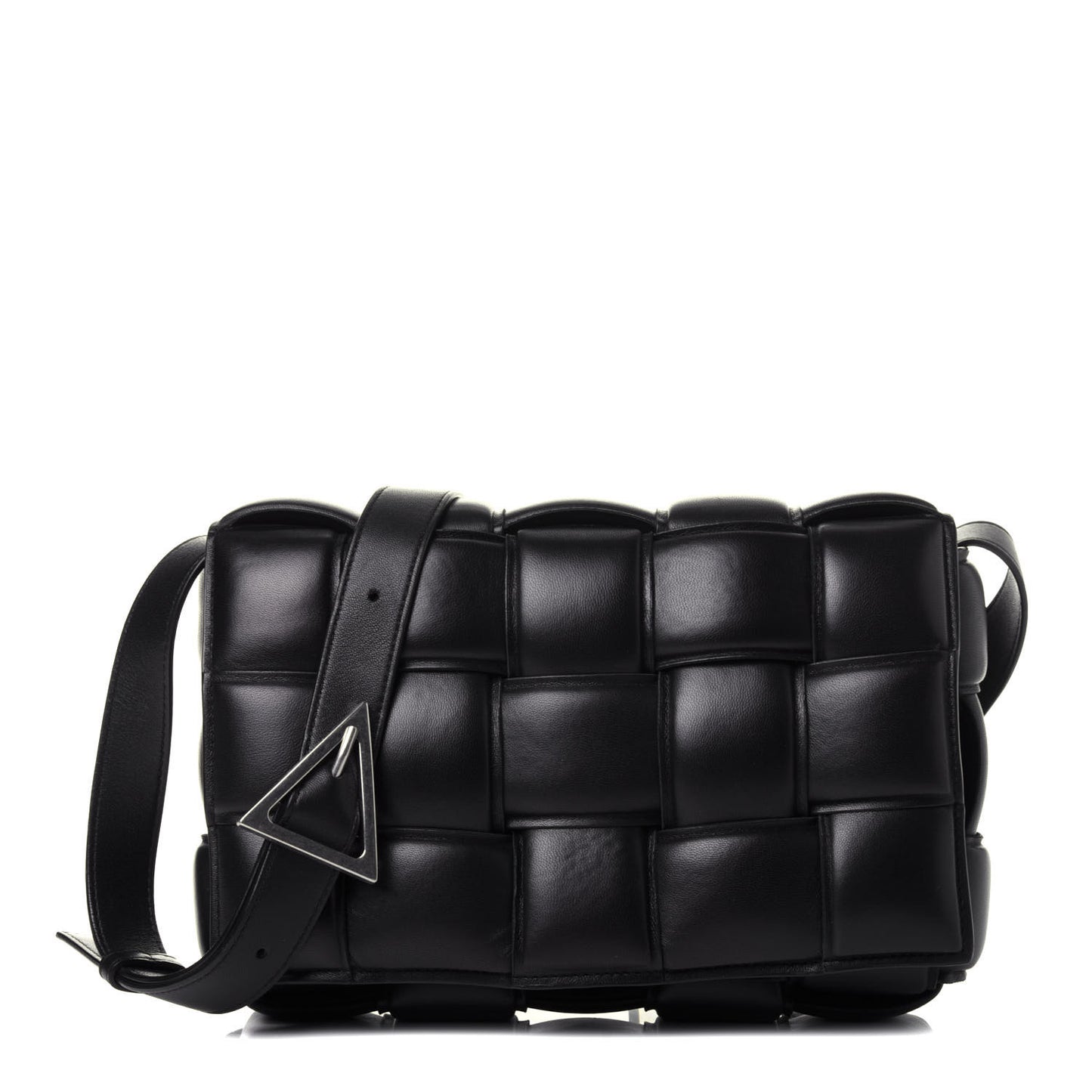 Nappa Maxi Intreccio Padded Cassette Crossbody Bag Black