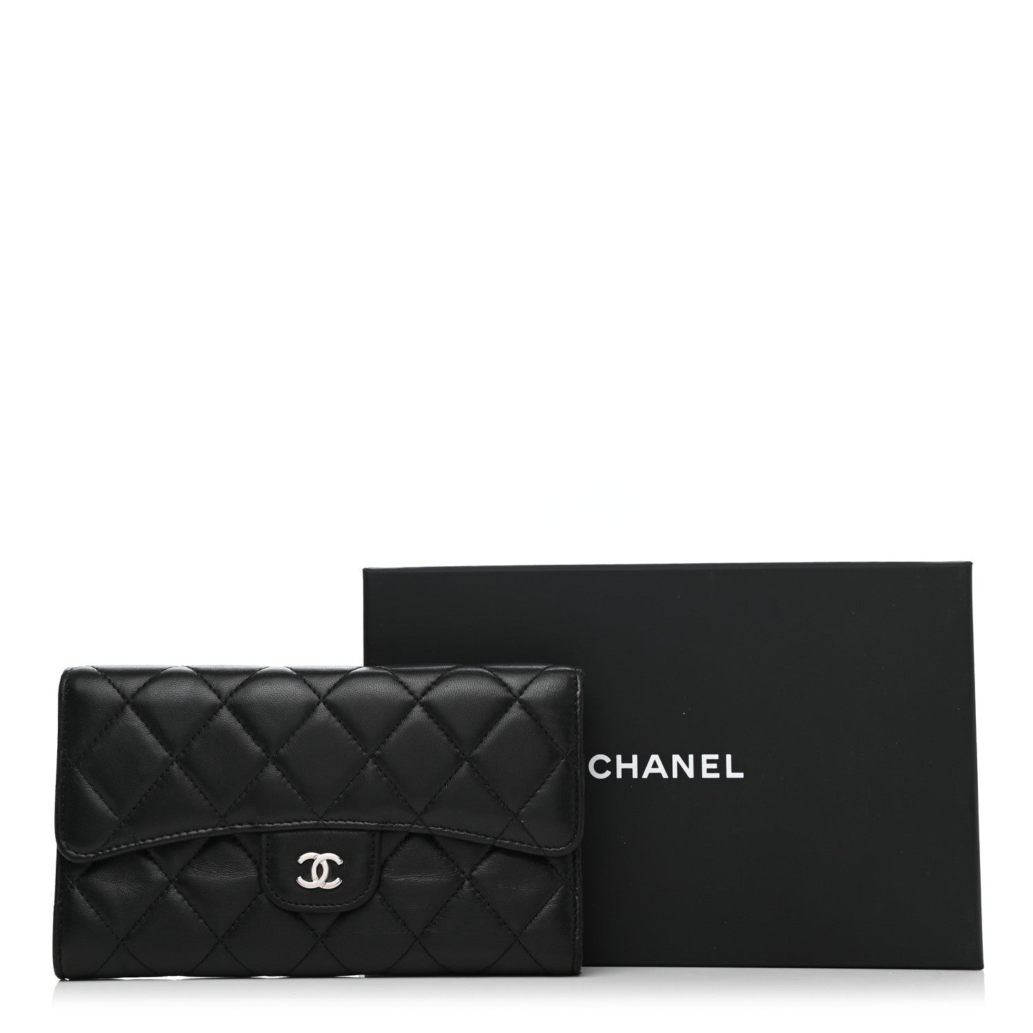 Chanel Lambskin Quilted Large Flap Wallet Black 11 of 11