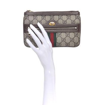 Gucci GG Supreme Monogram Web Small Ophidia Pouch Clutch Beige New Acero 2 of 7