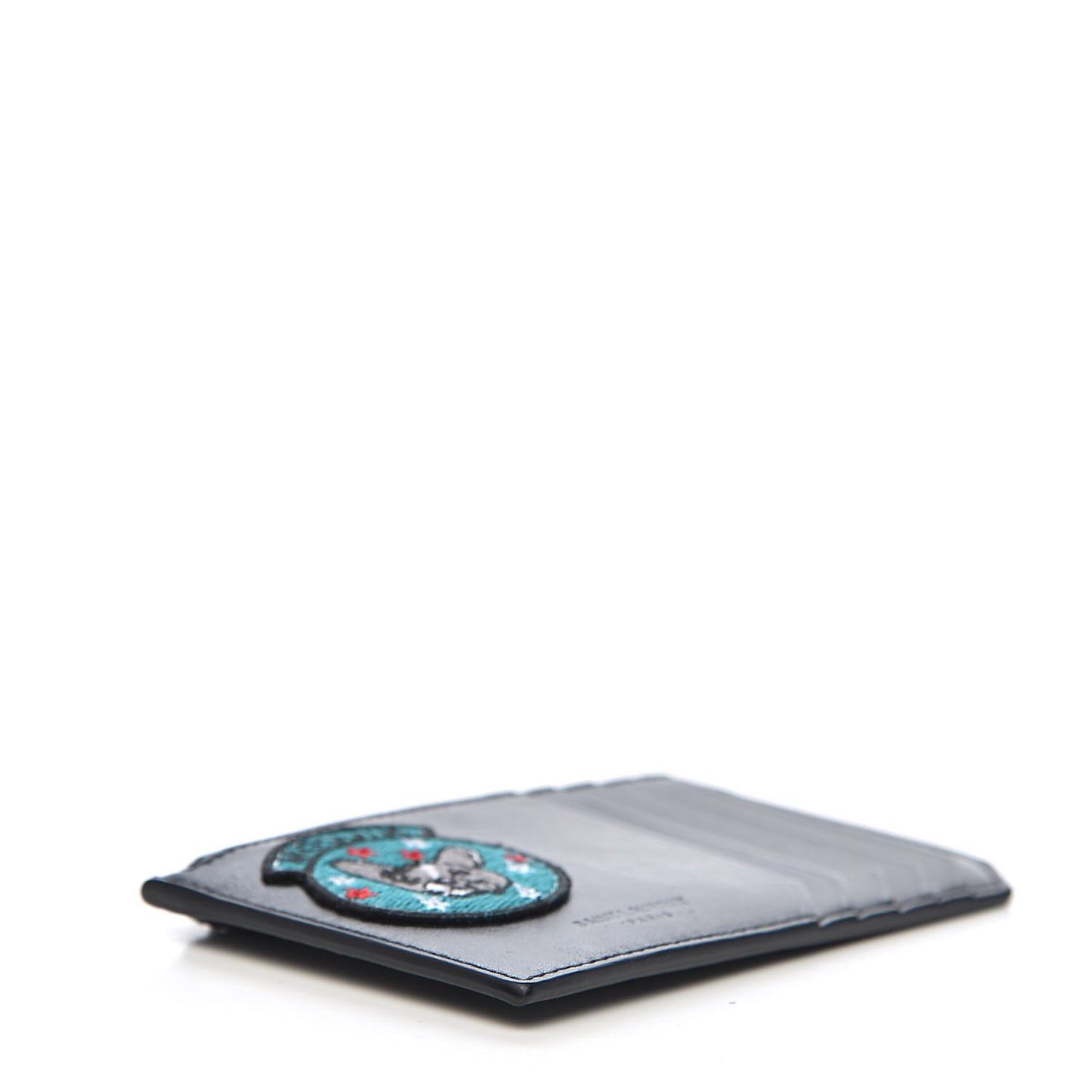 Calfskin Moujik Patch Fragments Zip Pouch Card Holder Black