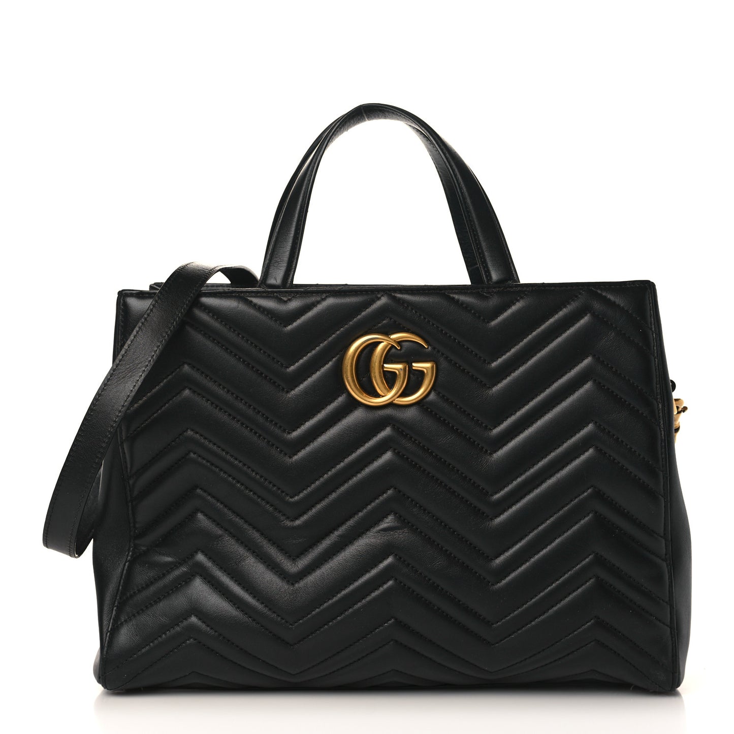 Calfskin Matelasse Medium GG Marmont Tote Black