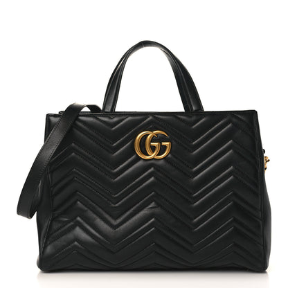 Gucci Calfskin Matelasse Medium GG Marmont Tote Black 1 of 9