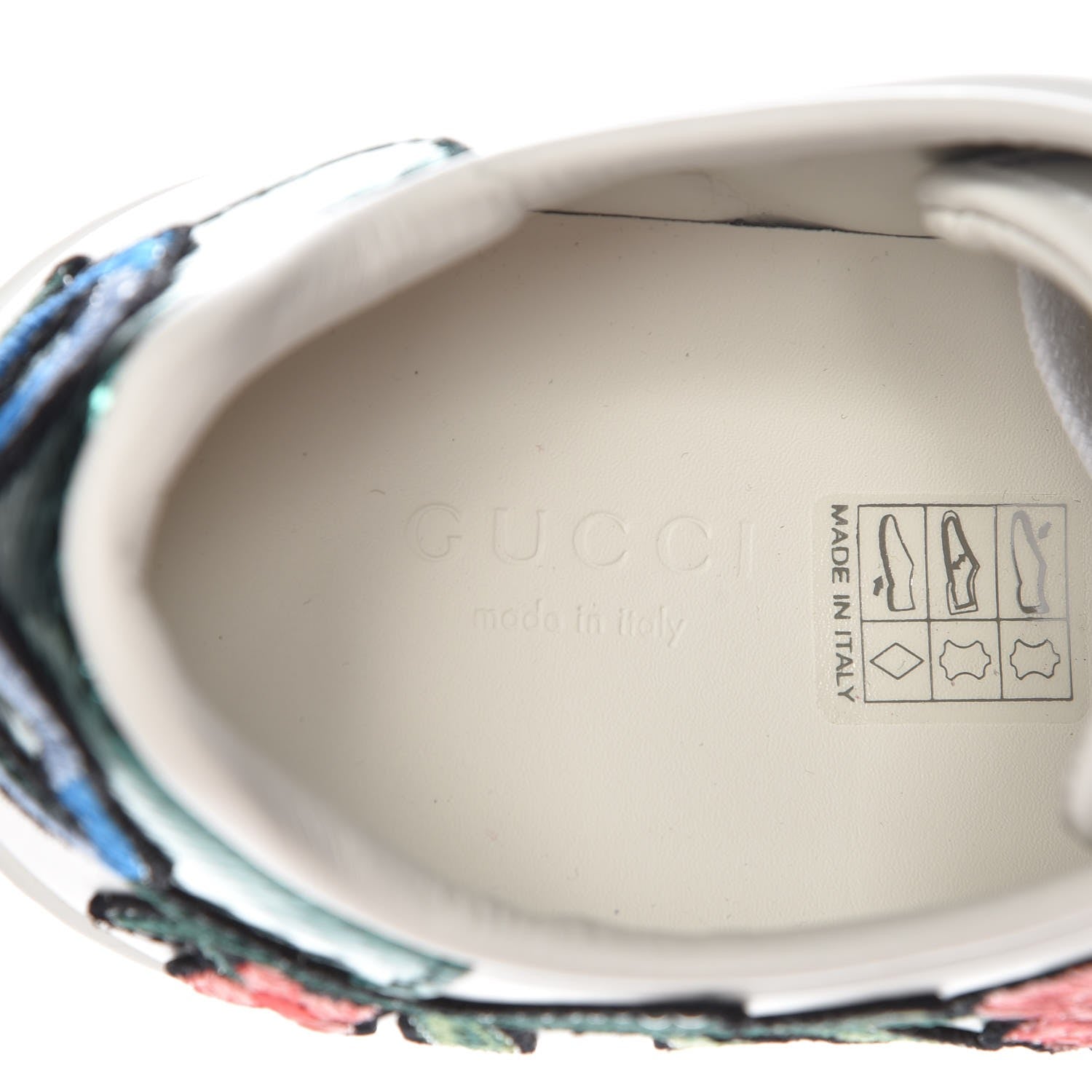 Gucci Calfskin Web Floral Embroidered Ace Sneakers 35.5 White 7 of 9