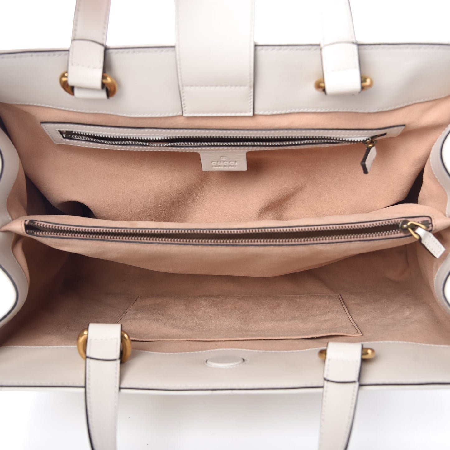 Calfskin Matelasse Studded Medium GG Marmont Tote White