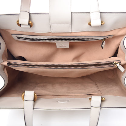 Gucci Calfskin Matelasse Studded Medium GG Marmont Tote White 5 of 9
