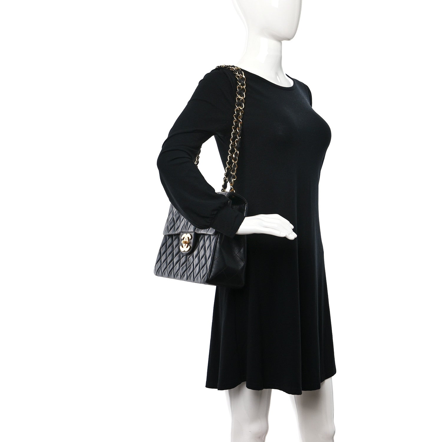 Chanel Lambskin Quilted XL Jumbo Single Flap Black 2 of 12