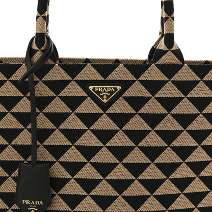 Prada Jacquard Saffiano Triangolo Symbole Embroidered Large Tote Black Corda 8 of 10