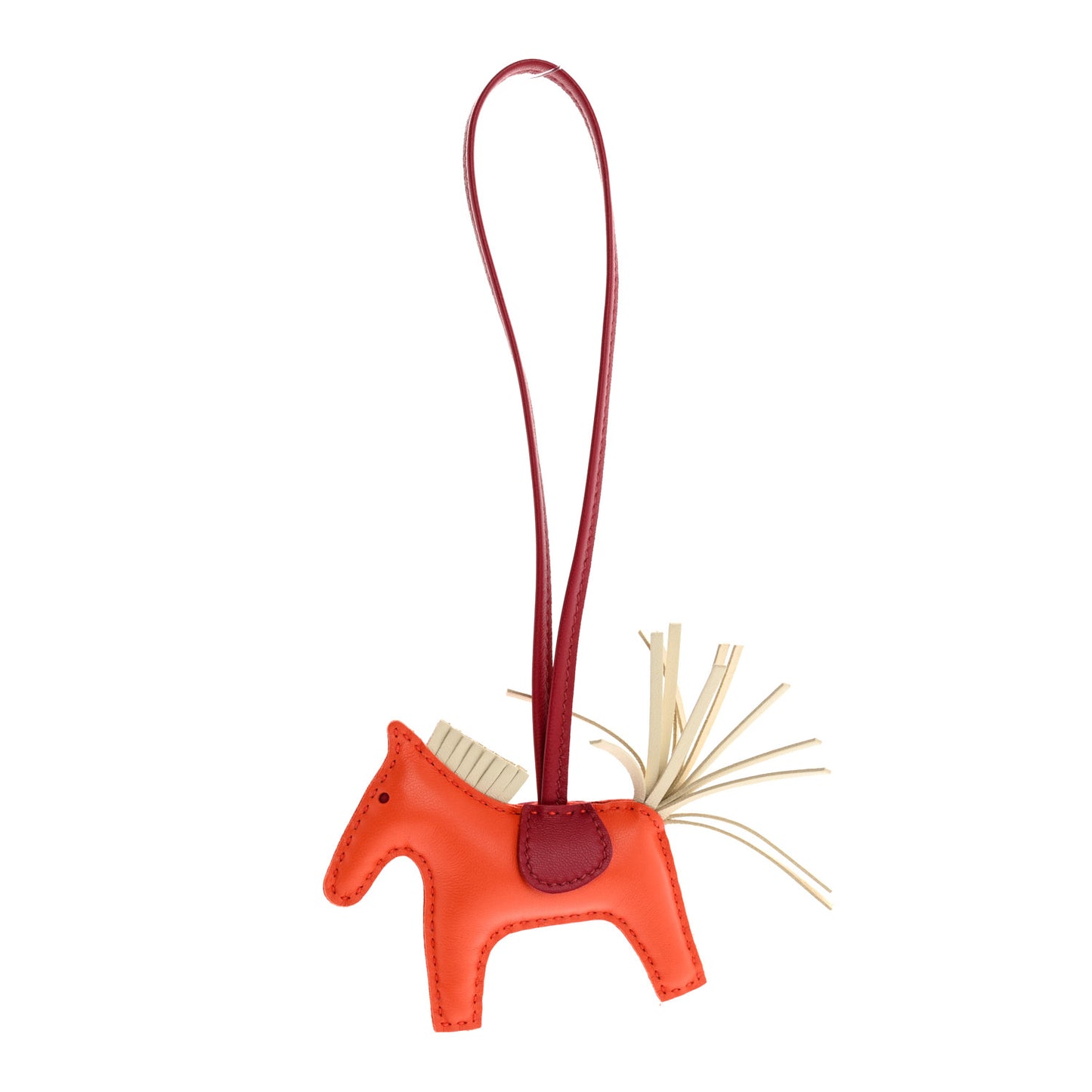 Milo Lambskin Grigri Rodeo Horse Bag Charm PM Orange Poppy Craie Cornaline