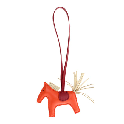 Hermes Milo Lambskin Grigri Rodeo Horse Bag Charm PM Orange Poppy Craie Cornaline 1 of 4