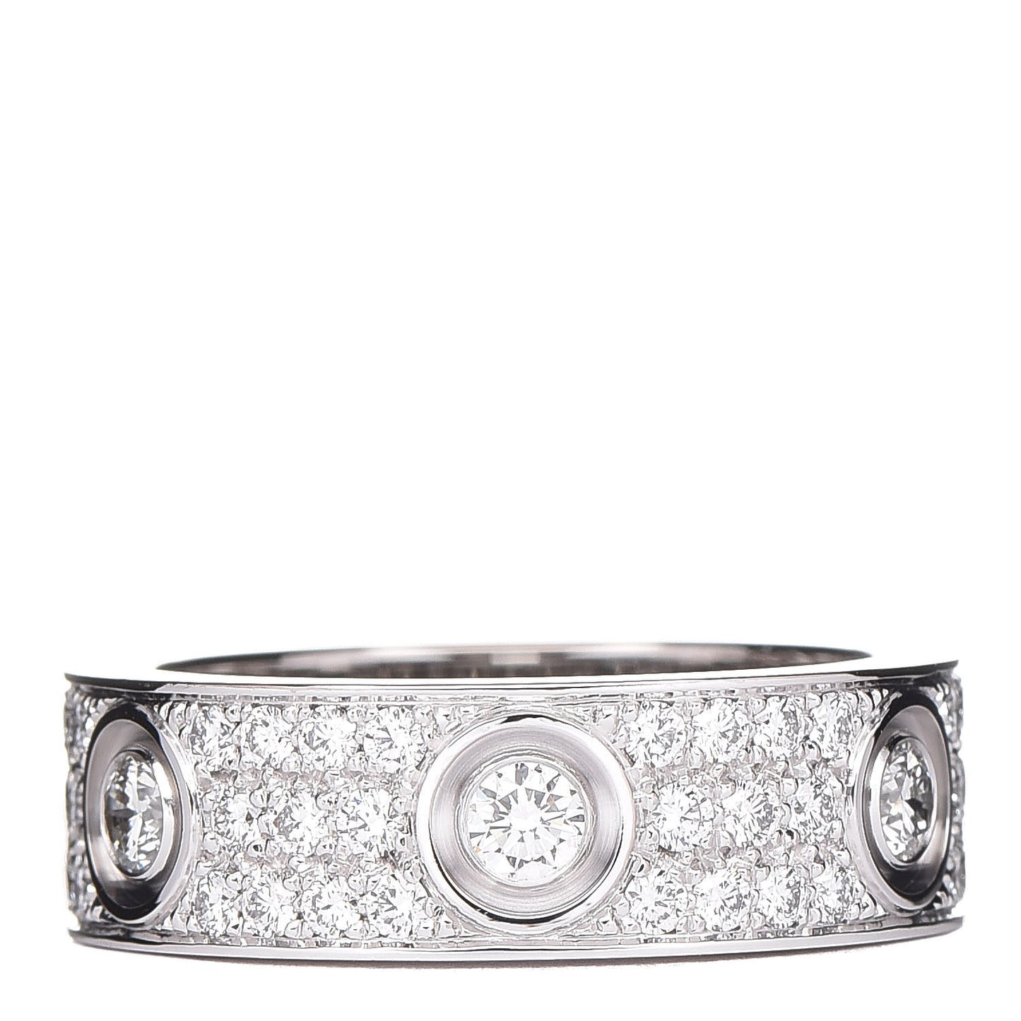 18K White Gold Diamond LOVE Paved Ring 54 6.75