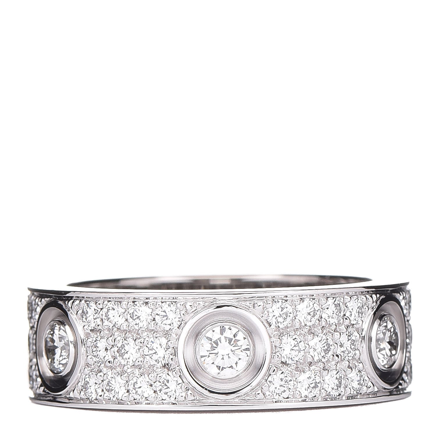 Cartier 18K White Gold Diamond LOVE Paved Ring 54 6.75 1 of 5