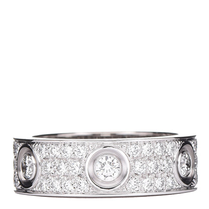 Cartier 18K White Gold Diamond LOVE Paved Ring 54 6.75 1 of 5