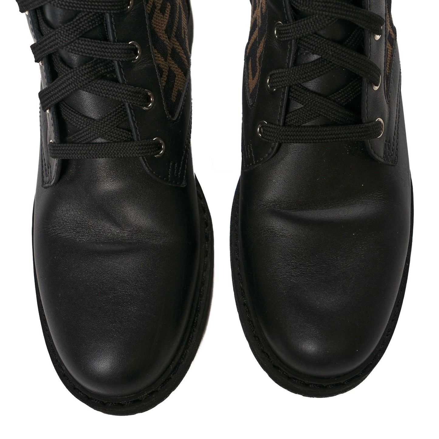 Calfskin Stretch Fabric FF Rockoko Biker Boots 41 Black Tobacco