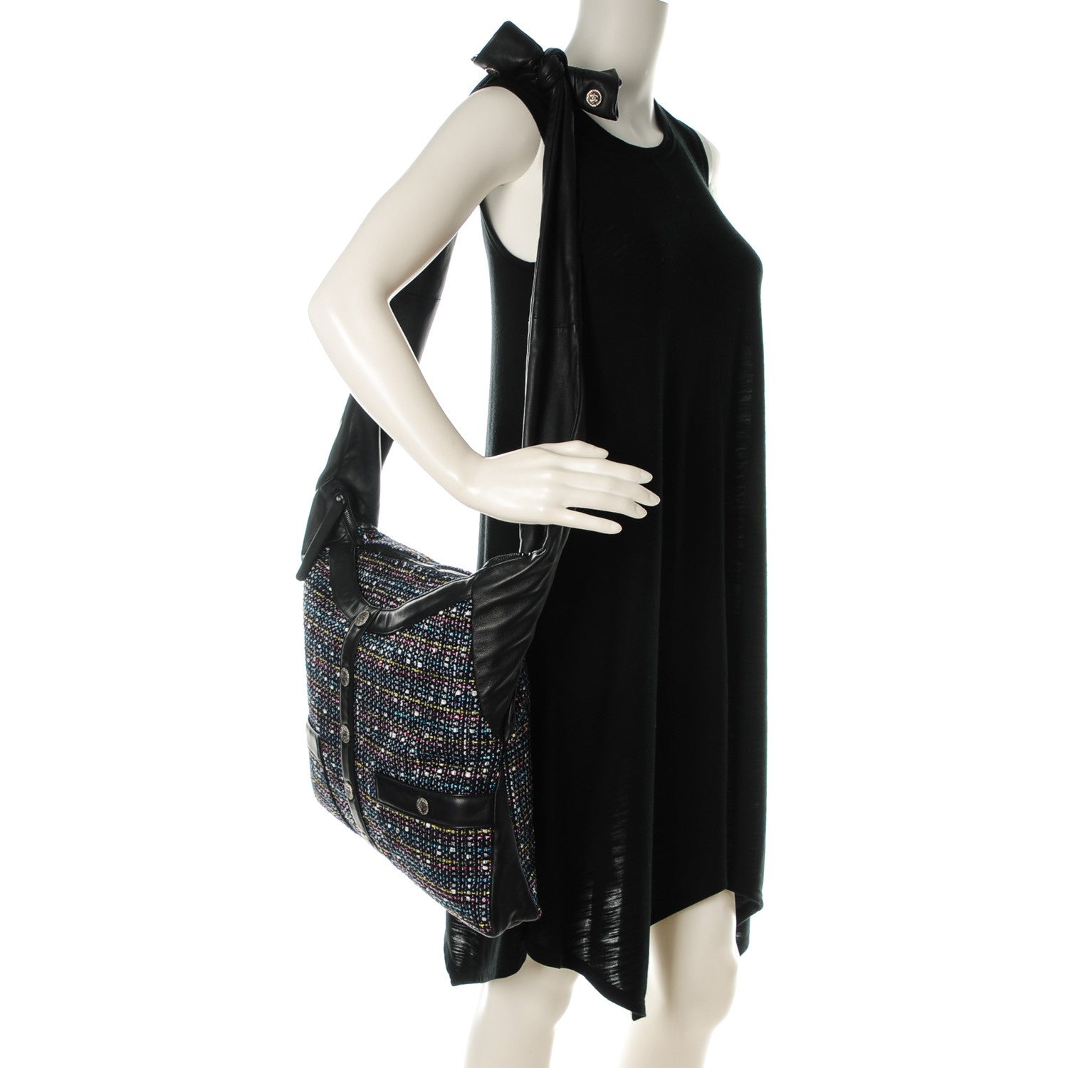 Chanel Tweed Lambskin Large Girl Bag Navy 2 of 7