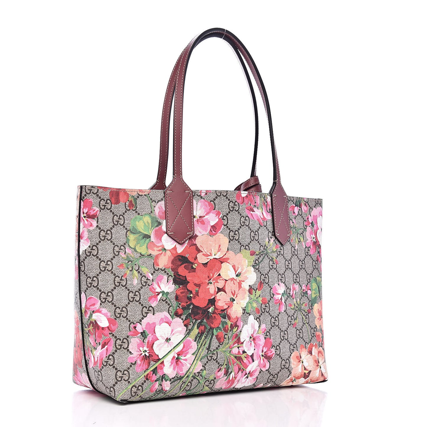 GG Supreme Monogram Blooms Small Reversible Tote Beige Multicolor Dry Rose