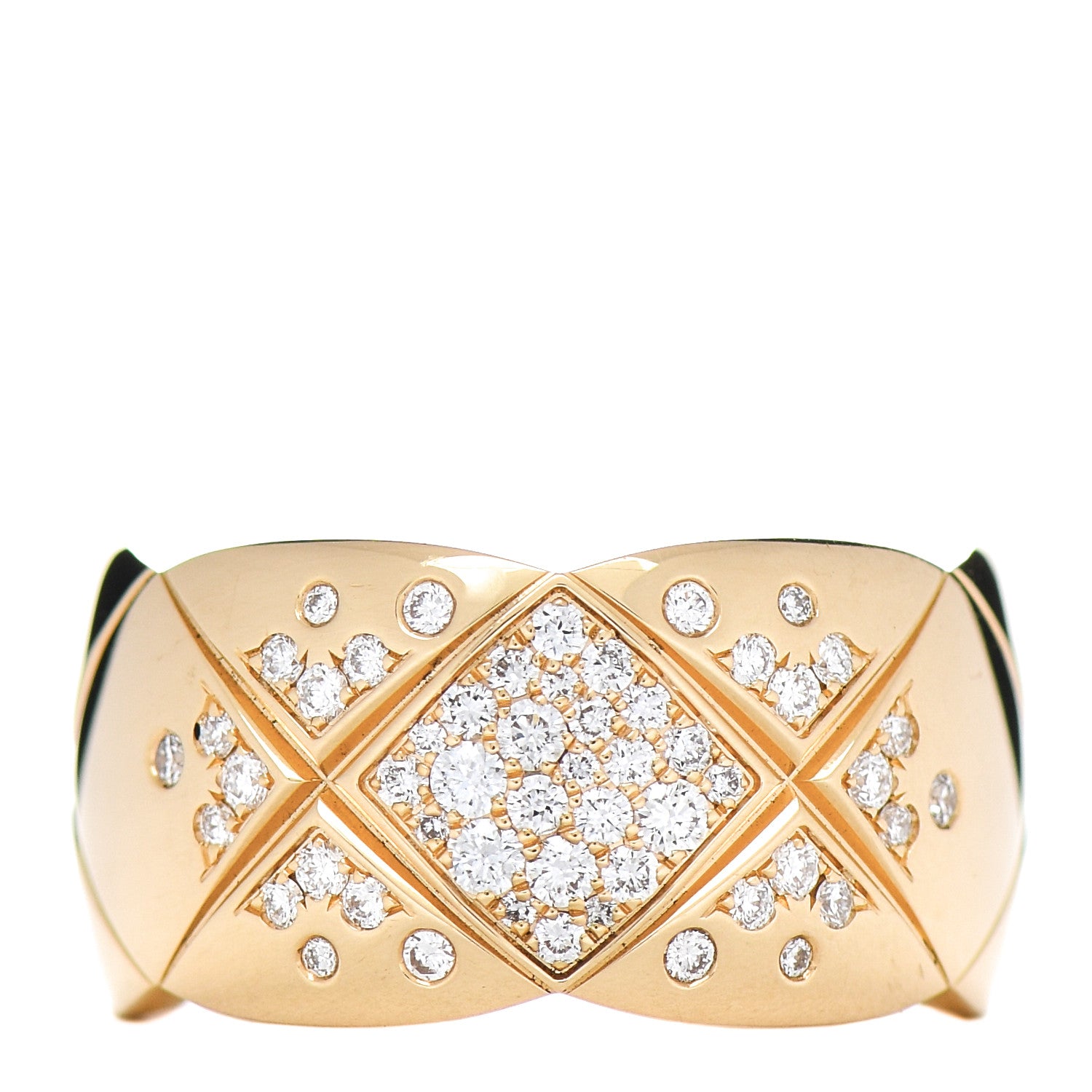 Chanel 18K Yellow Gold Diamond Large Coco Crush Ring 53 6.5 1 of 4