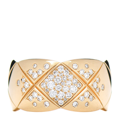 Chanel 18K Yellow Gold Diamond Large Coco Crush Ring 53 6.5 1 of 4