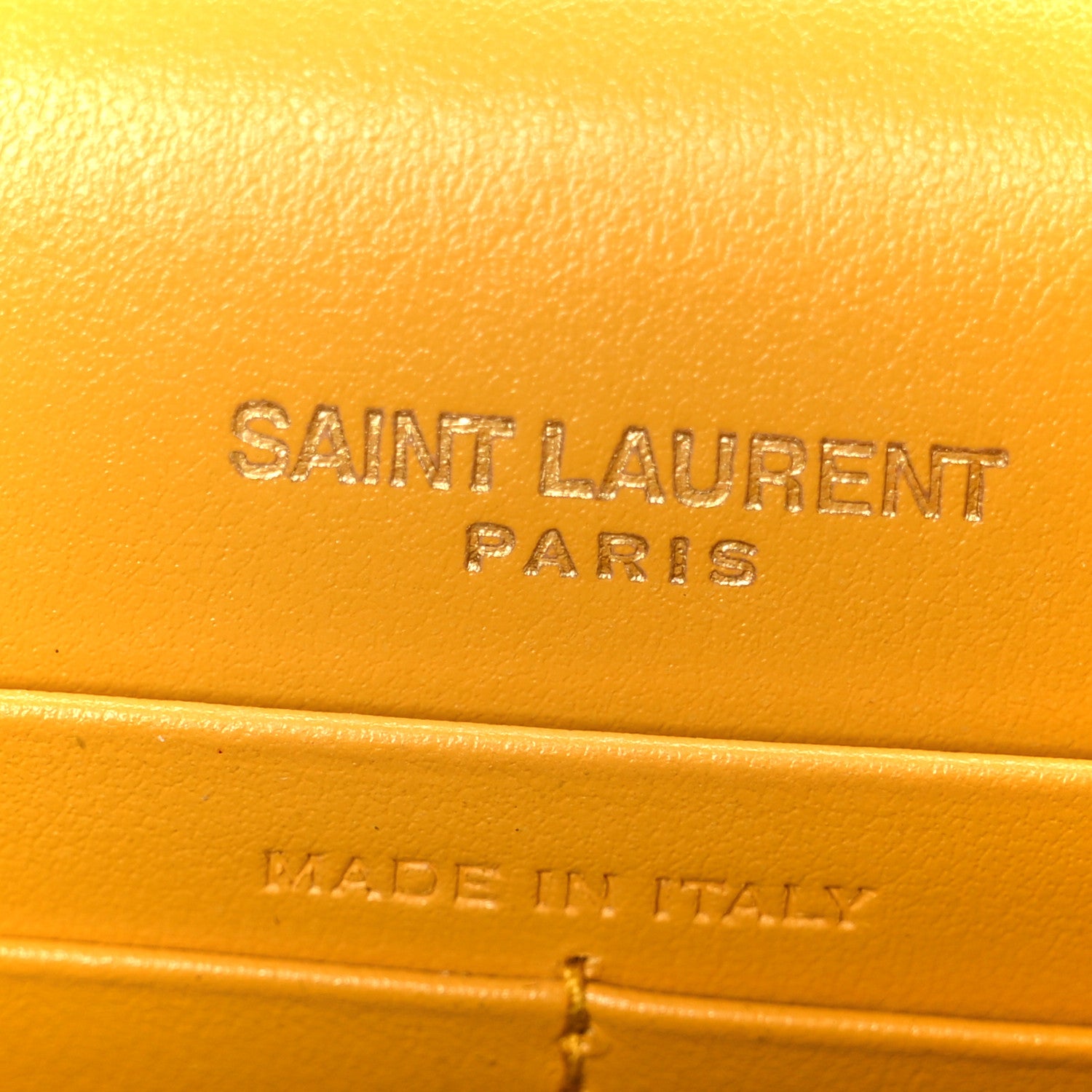 Saint Laurent Calfskin Crocodile Embossed Kate Monogram Tassel Chain Wallet Saffron 6 of 9