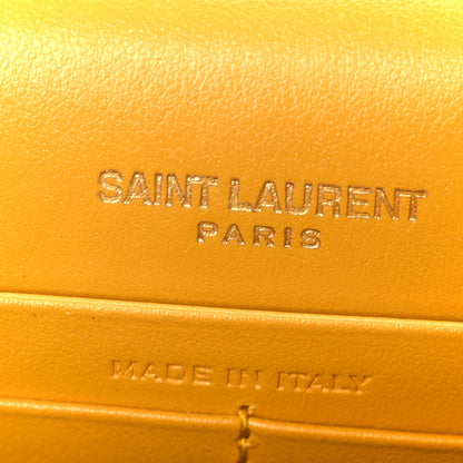 Saint Laurent Calfskin Crocodile Embossed Kate Monogram Tassel Chain Wallet Saffron 6 of 9