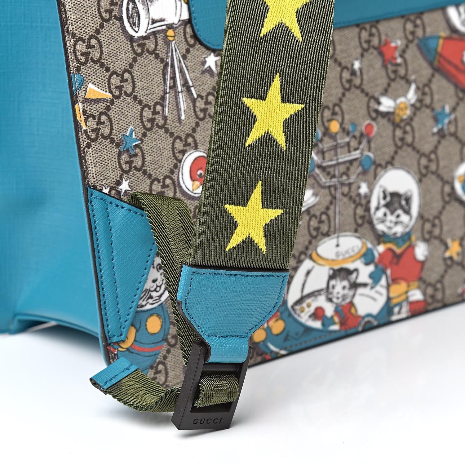 Gucci GG Supreme Monogram Space Cats Childrens Backpack Blue 9 of 13