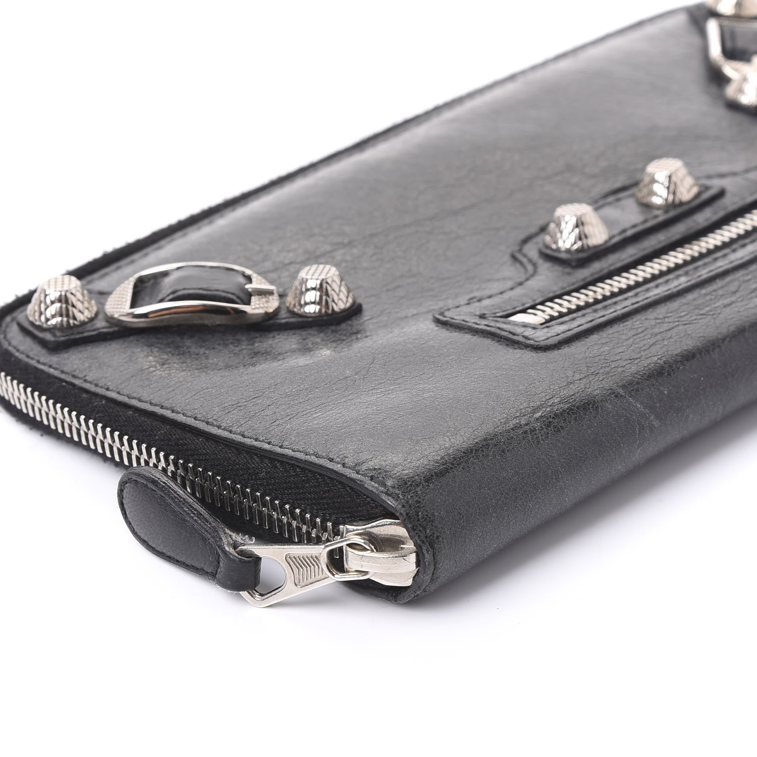 Balenciaga Agneau Giant 12 Silver Hardware Compagnon Wallet Black 5 of 8
