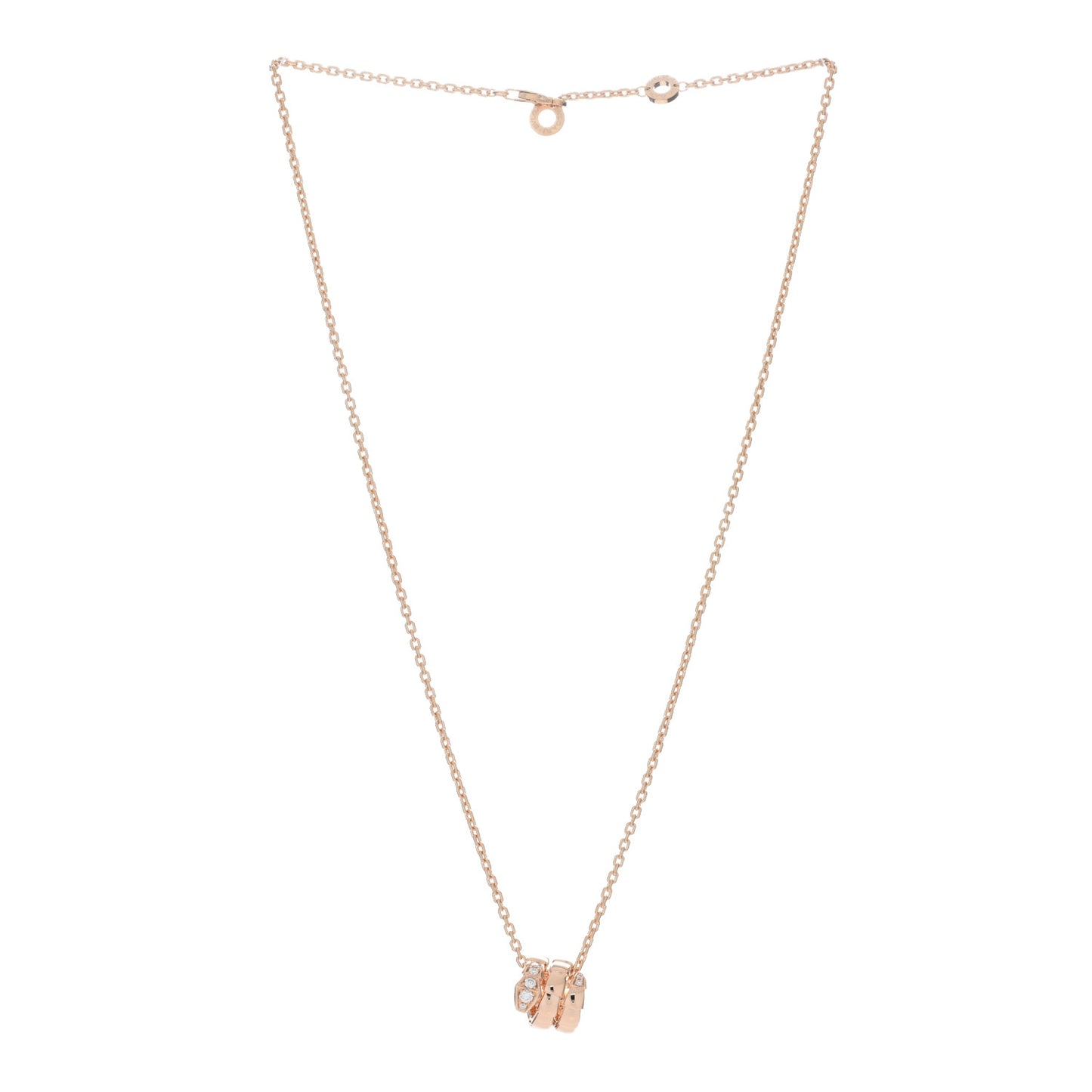 18K Rose Gold Diamond Serpenti Viper Demi Pave Pendant Necklace