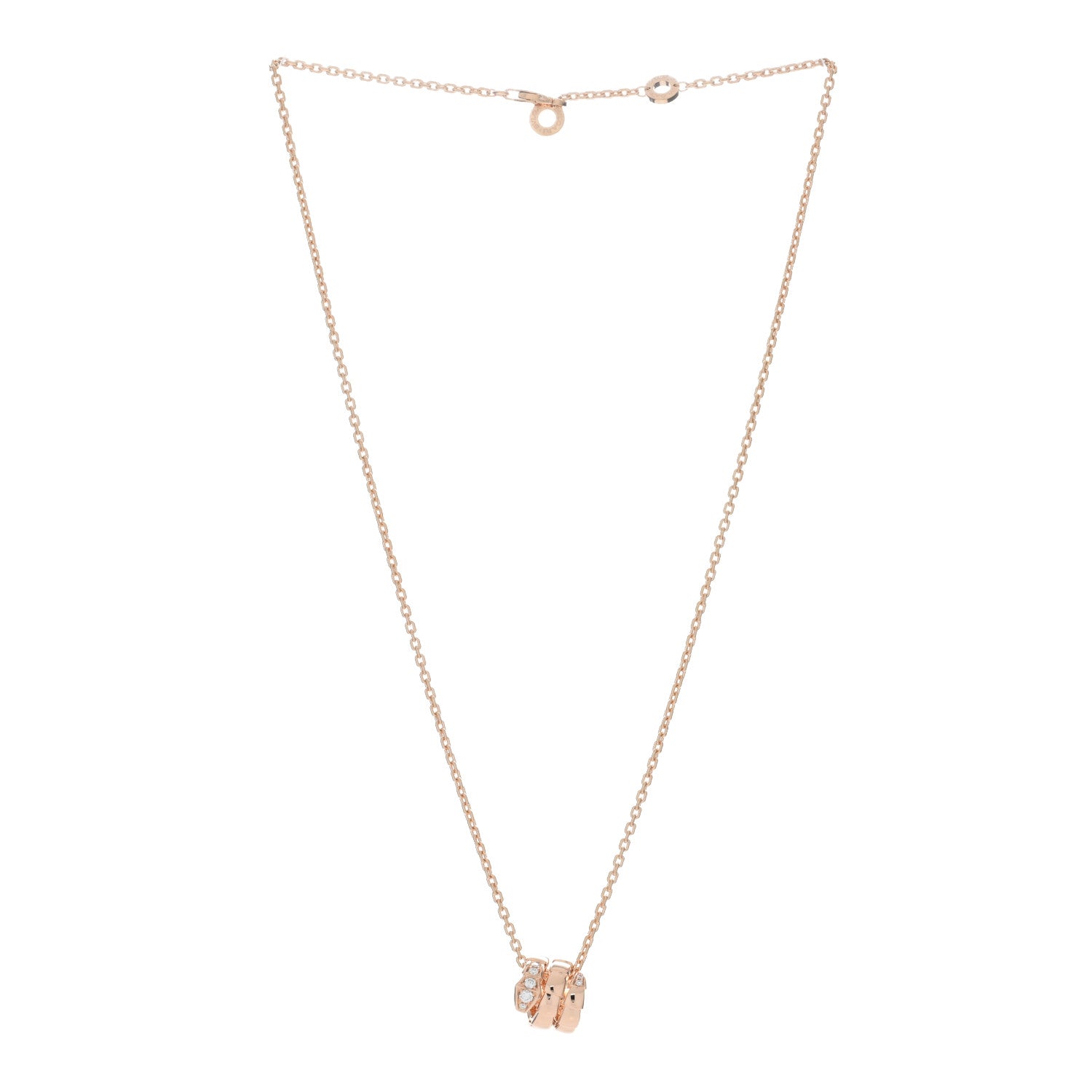 Bulgari 18K Rose Gold Diamond Serpenti Viper Demi Pave Pendant Necklace 2 of 5