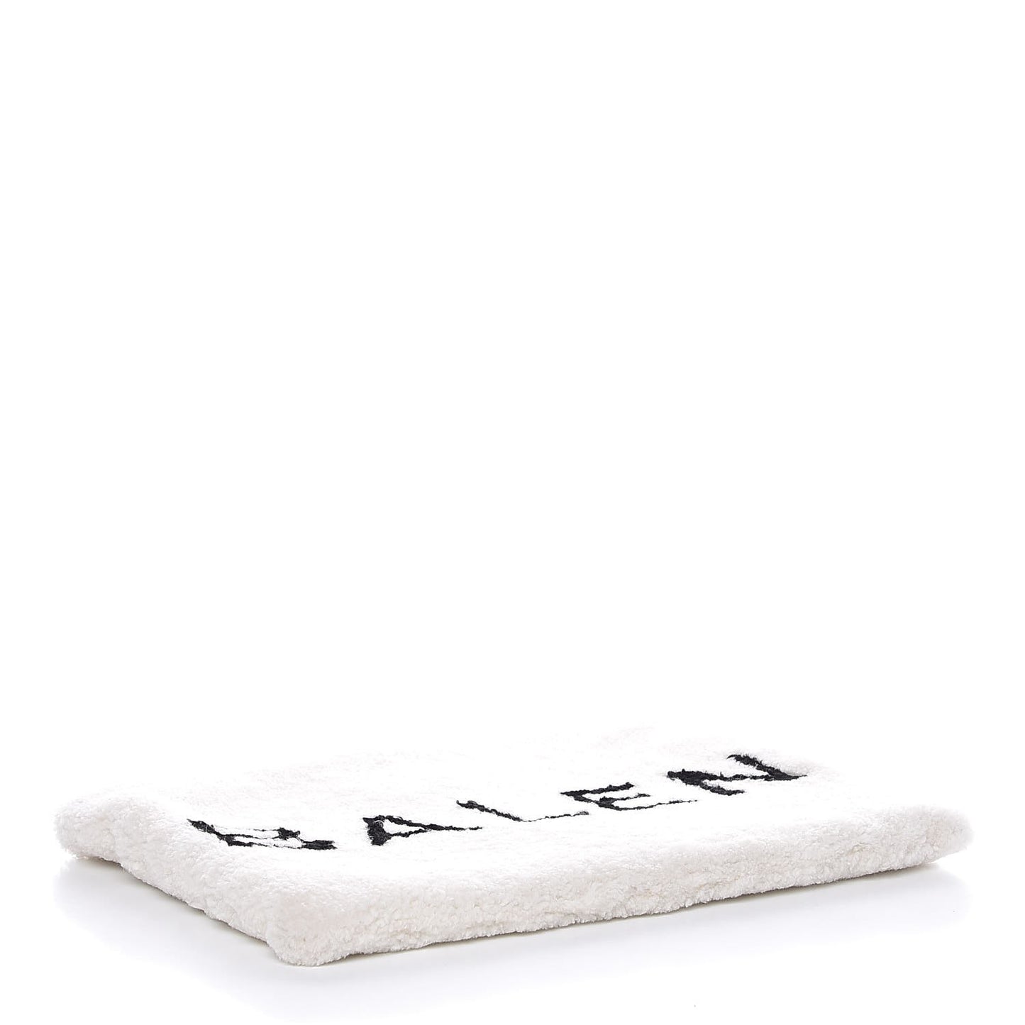 Sheepskin Shearling Contrasted Logo Large Zip Pouch White Black