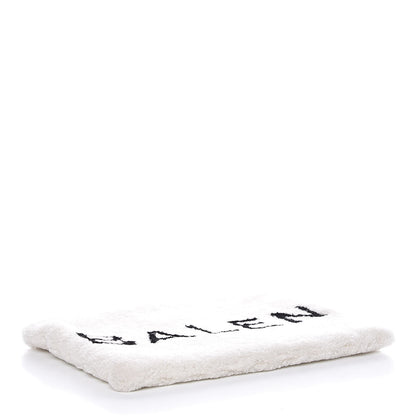 Balenciaga Sheepskin Shearling Contrasted Logo Large Zip Pouch White Black 4 of 7
