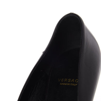 Versace Calfskin Palazzo Kitten Pumps 39.5 Black 11 of 12