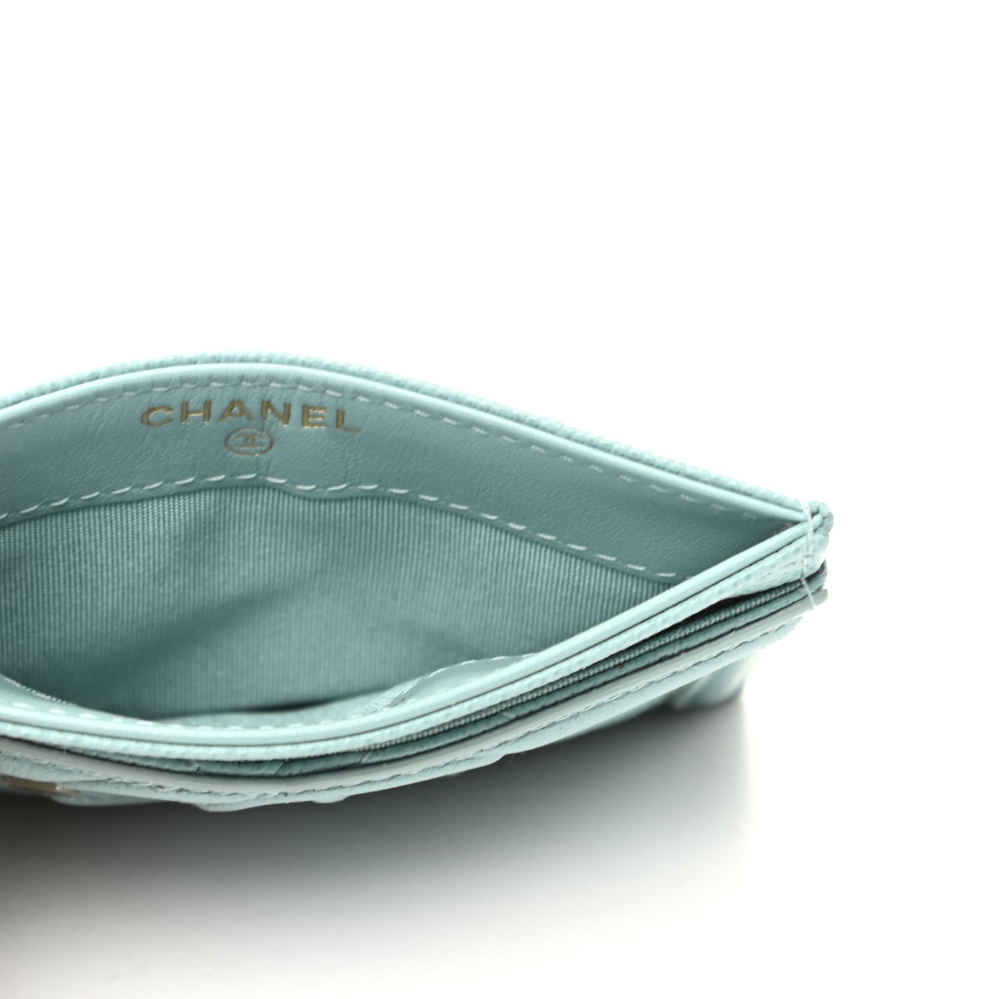 Caviar Quilted Filigree Card Holder Light Blue