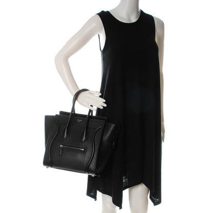 Celine Drummed Calfskin Micro Luggage Black 2 of 8