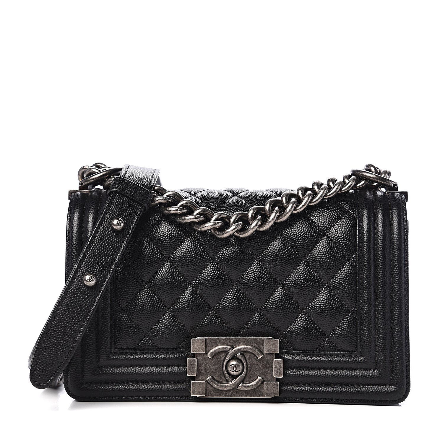 Caviar Quilted Small Boy Flap Black