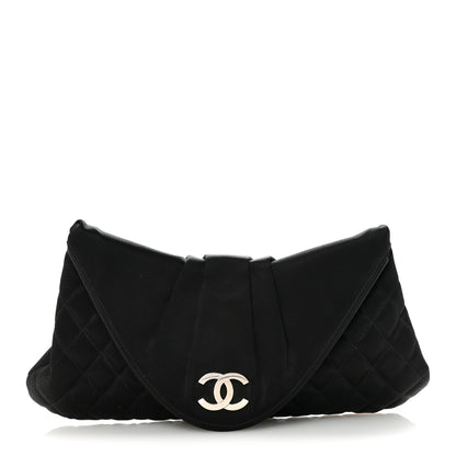 Chanel Satin Quilted Half Moon Clutch  Black 1 of 8