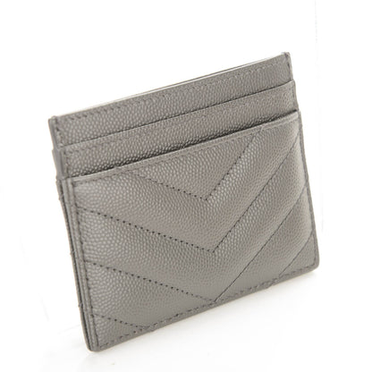 Saint Laurent Grain De Poudre Matelasse Chevron Monogram Card Case Coal 3 of 7