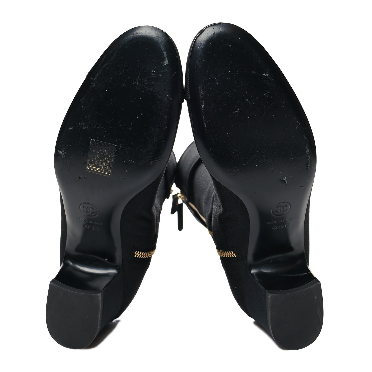 Crepe Satin CC Turnlock Ankle Boots 40.5 Black