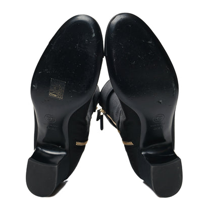 Chanel Crepe Satin CC Turnlock Ankle Boots 40.5 Black 5 of 7