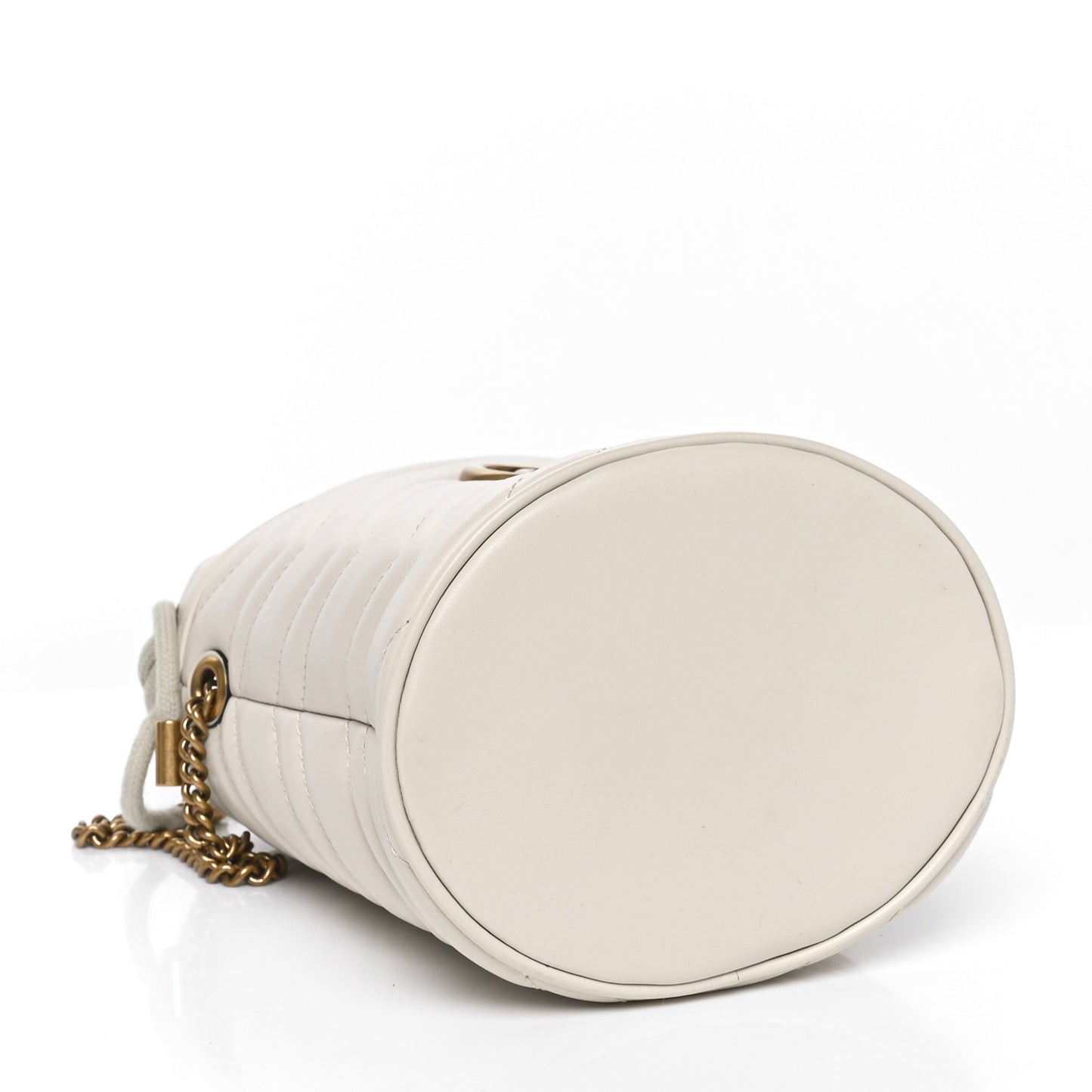 Calfskin Matelasse Mini GG Marmont 2.0 Bucket Bag White
