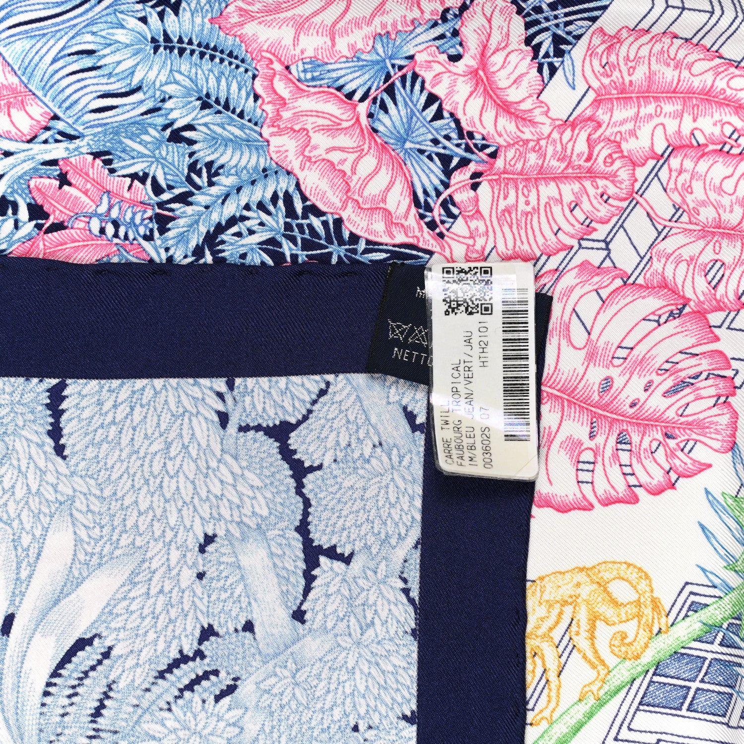 Hermes Silk Faubourg Tropical Scarf 90 Bleu Jean Vert Jaune Sofre 3 of 6