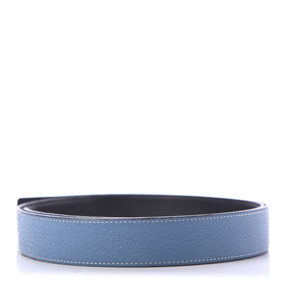 Hermes Box Togo 32mm Reversible Belt Strap 100 Black Blue Jean 2 of 5