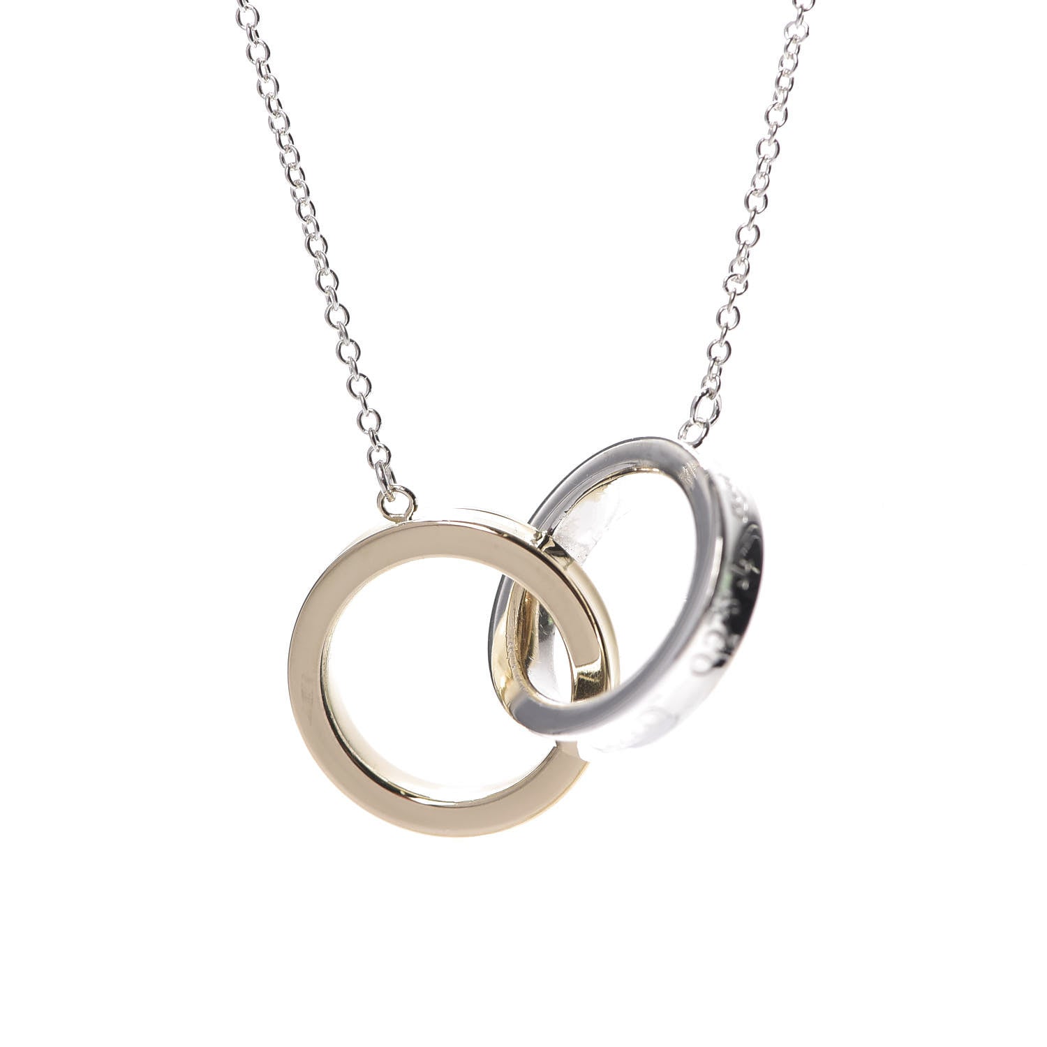 Tiffany Sterling Silver 18K Yellow Gold 1837 Interlocking Circles Pendant Necklace 6 of 6