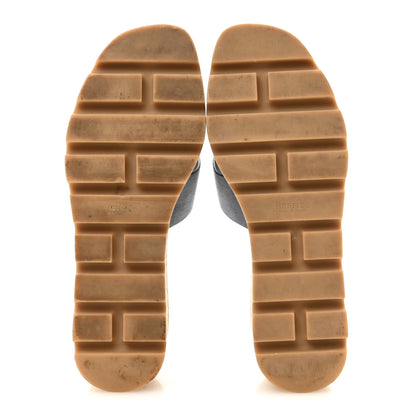 Hermes Suede Goatskin Cork Eze 30 Sandals 37 Bleu Grignon 6 of 12