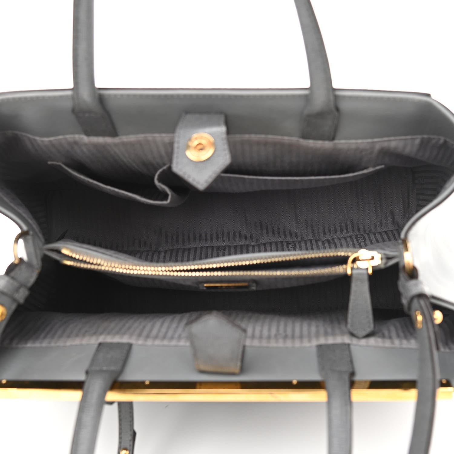 Fendi Vitello Elite Flamingo Regular 2Jours Tote Grigio Grigio Chiaro 5 of 10